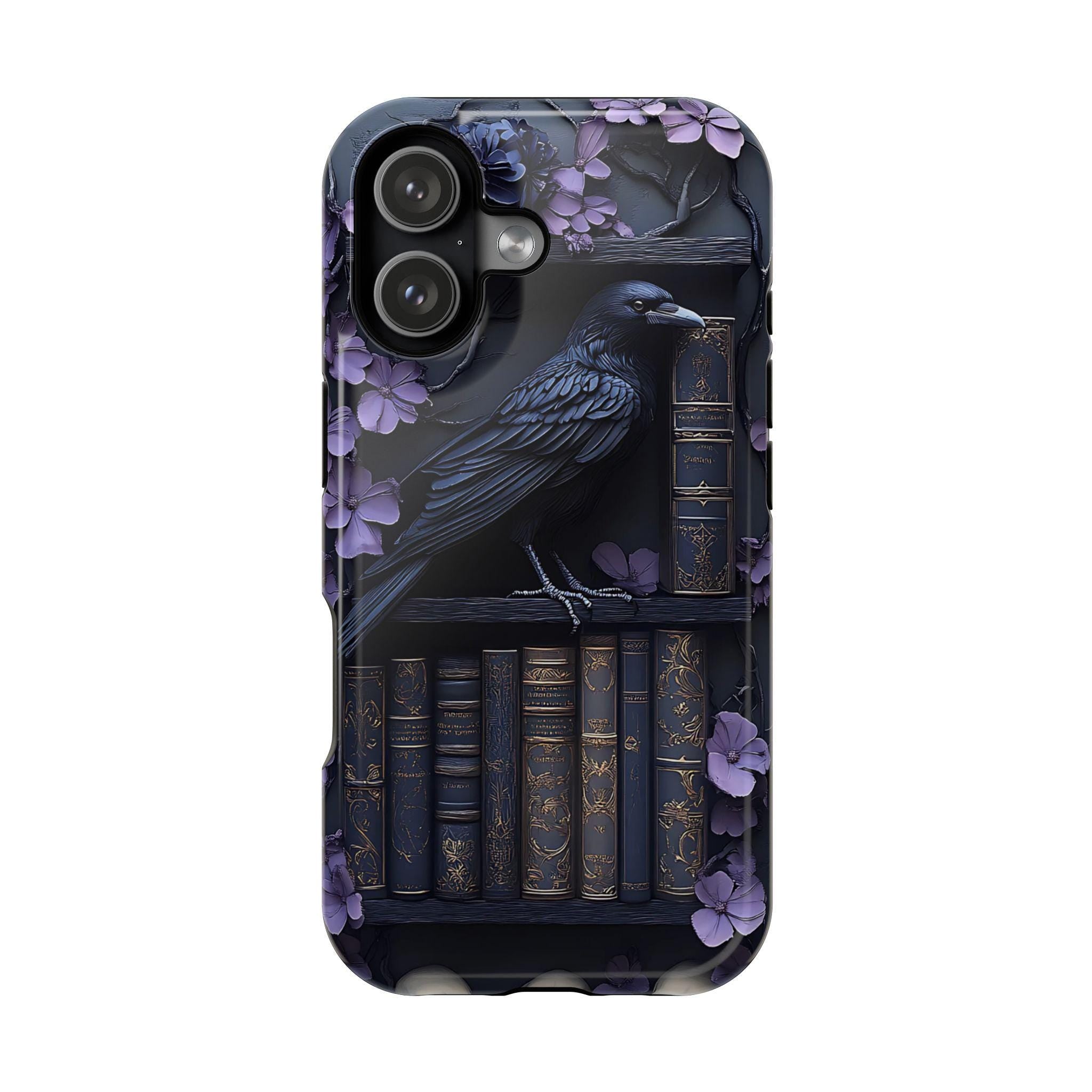 Gothic Raven Bookshelf iPhone MagSafe Case: Dark Academia Book Lover Gift  iPhone Galaxy Pixel