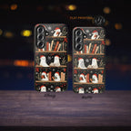Bookshelf Ghost Christmas Phone Case, Bookish Cover, Floral Holiday Books iPhone Galaxy, Pixel