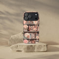 Book Phone Case Boho Floral Bookish Bookshelf Cover, Brown Library iPhone, Galaxy Pixel,