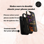 Gothic Dragon Bookshelf Phone Case: Faux Stained Glass Floral Design