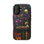 Gothic Dragon Bookshelf Phone Case: Faux Stained Glass Floral Design