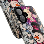 Stained Glass Effect Purple Snowman Christmas Phone Case  Winter Pastel Design iPhone Galaxy  Pixel