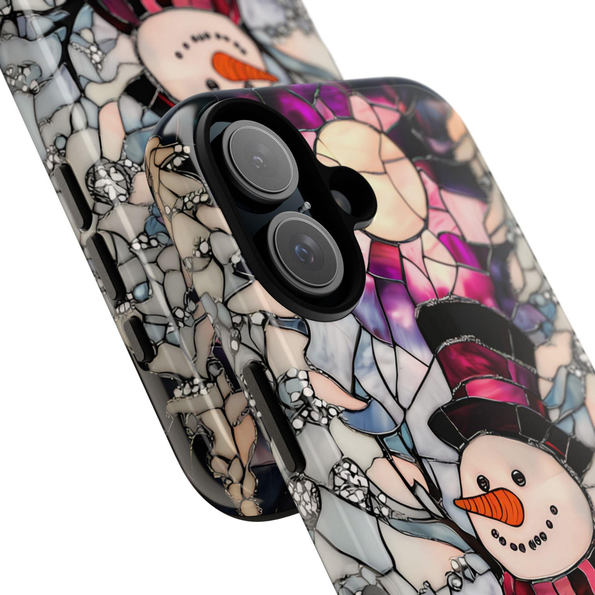 Stained Glass Effect Purple Snowman Christmas Phone Case  Winter Pastel Design iPhone Galaxy  Pixel