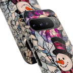 Stained Glass Effect Purple Snowman Christmas Phone Case  Winter Pastel Design iPhone Galaxy  Pixel