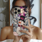 Stained Glass Effect Purple Snowman Christmas Phone Case  Winter Pastel Design iPhone Galaxy  Pixel