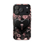 Bling Black Heart Phone Case: Pink Bows Mosaic, Valentine's Gift iPhone Galaxy Pixel cover