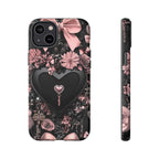 Bling Black Heart Phone Case: Pink Bows Mosaic, Valentine's Gift iPhone Galaxy Pixel cover