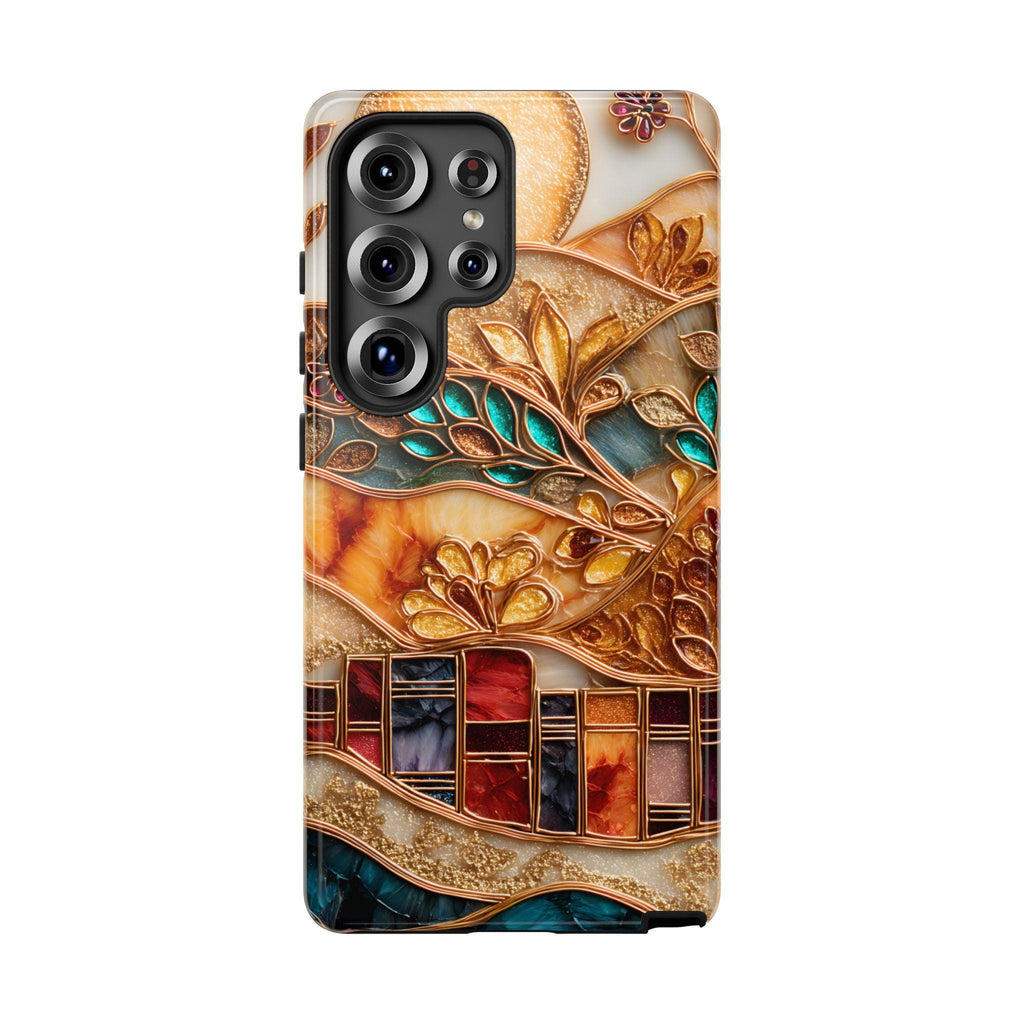 Book Phone Case Stained Glass Effect Boho Bookshelf Cover Holiday Bookish  iPhone Galaxy Pixel