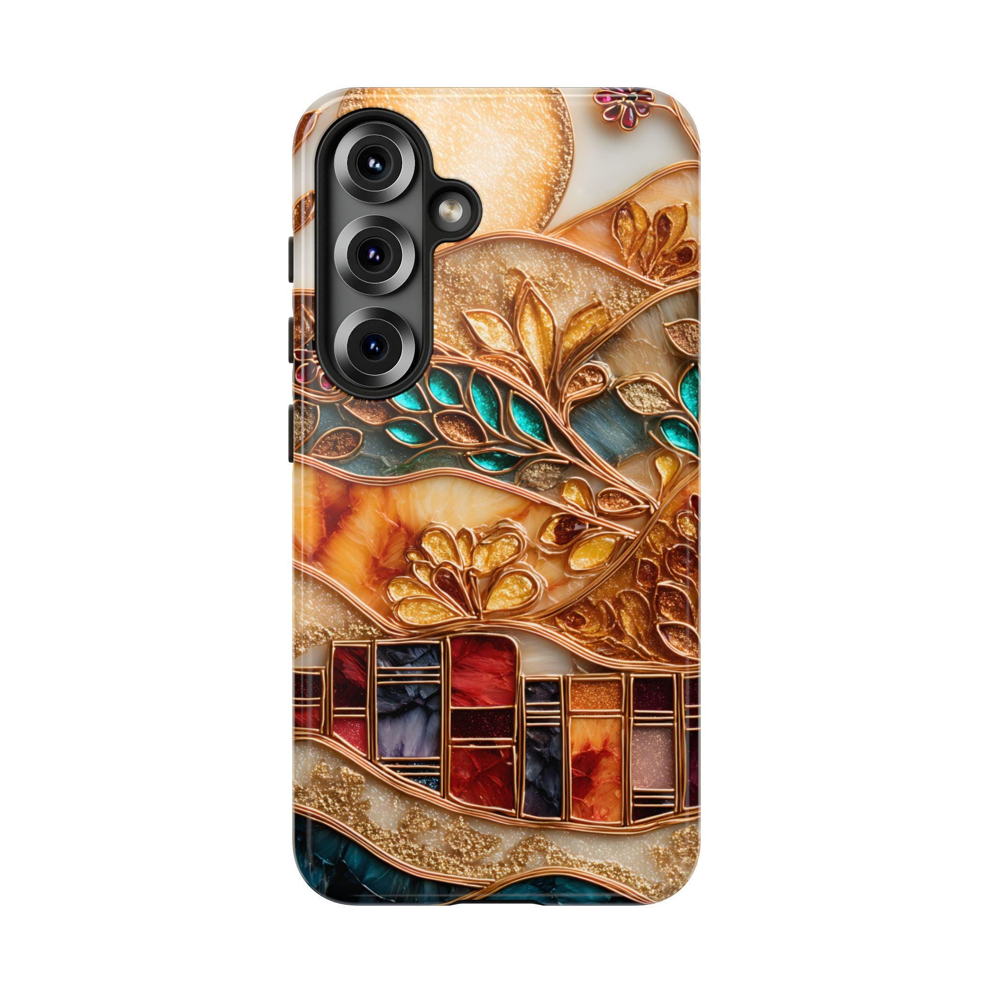Book Phone Case Stained Glass Effect Boho Bookshelf Cover Holiday Bookish  iPhone Galaxy Pixel
