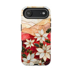 Poinsettia Stained Glass Christmas Phone Case: Festive Floral Cover iPhone Galaxy Pixel Red Gift