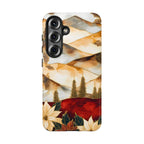 Christmas Phone Case-Stained Glass Poinsettia Design Boho Floral Holiday iPhone Galaxy Pixel Cover, Winter