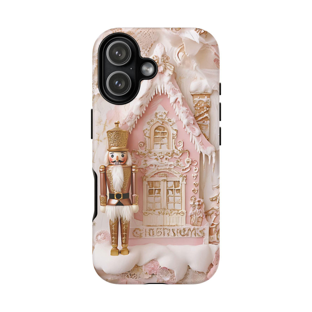 Gingerbread Nutcracker Christmas Phone Case: Pink Holiday Design iPhone Galaxy Pixel