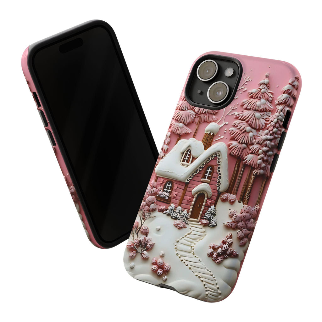 Pink Christmas Tree Phone Case: Winter Village Holiday Design Samsung galaxy cover iPhone , Pixel