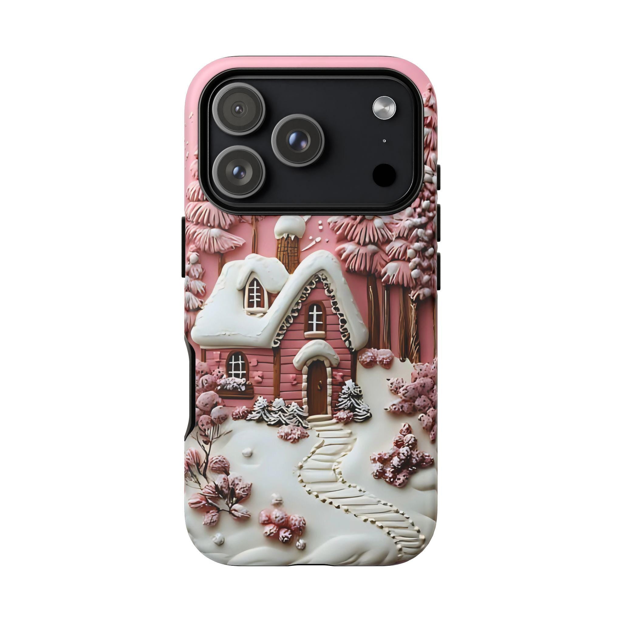 Pink Christmas Tree Phone Case: Winter Village Holiday Design Samsung galaxy cover iPhone , Pixel