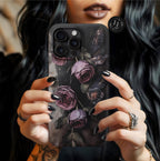 Gothic Black Lace Rose Phone Case, Dark Floral Victorian Grunge iPhone Samsung  Pixel Cover