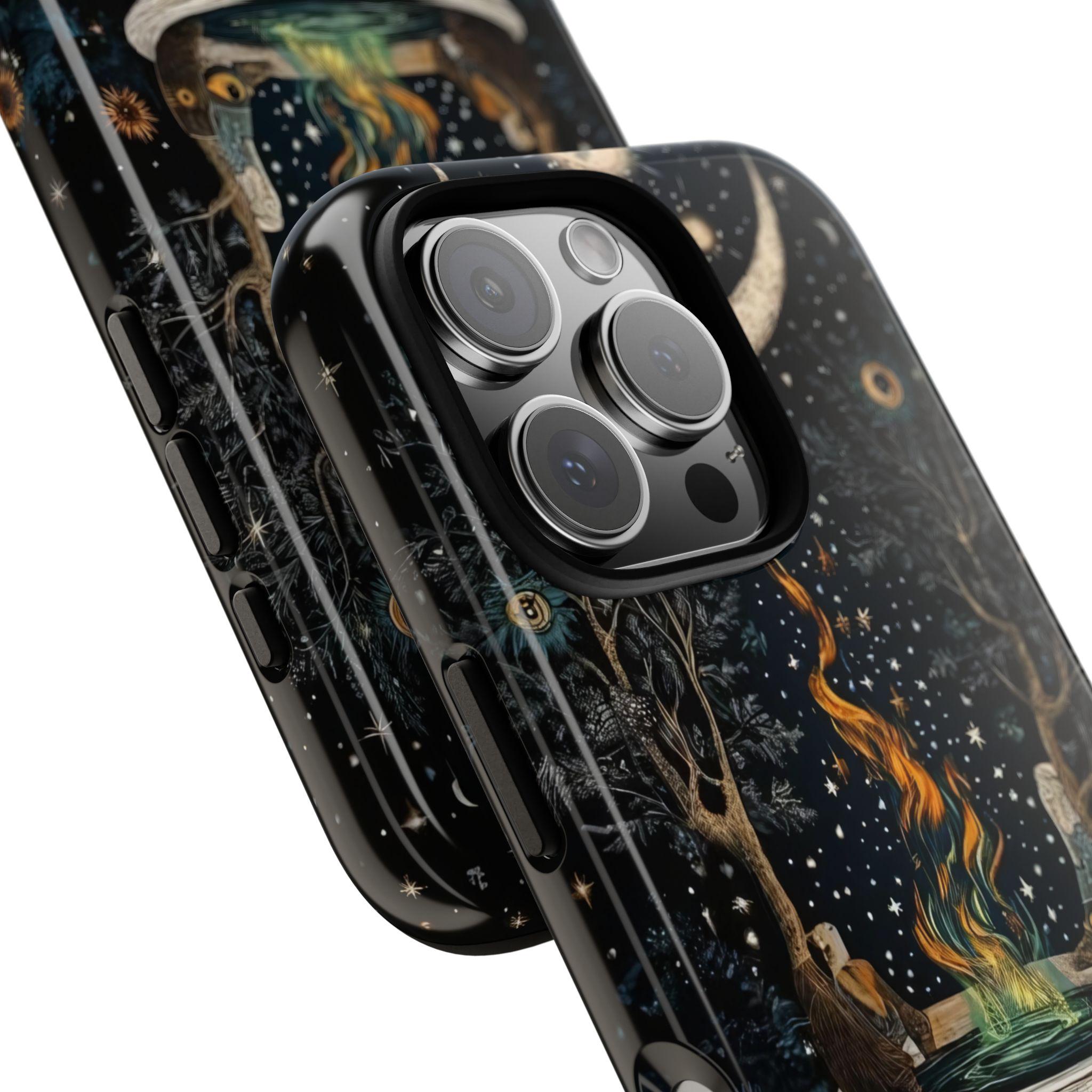 Celestial Cauldron Phone Case Witch Floral Design, Spooky Halloween Magic iPhone Pixel Galaxy  Cover