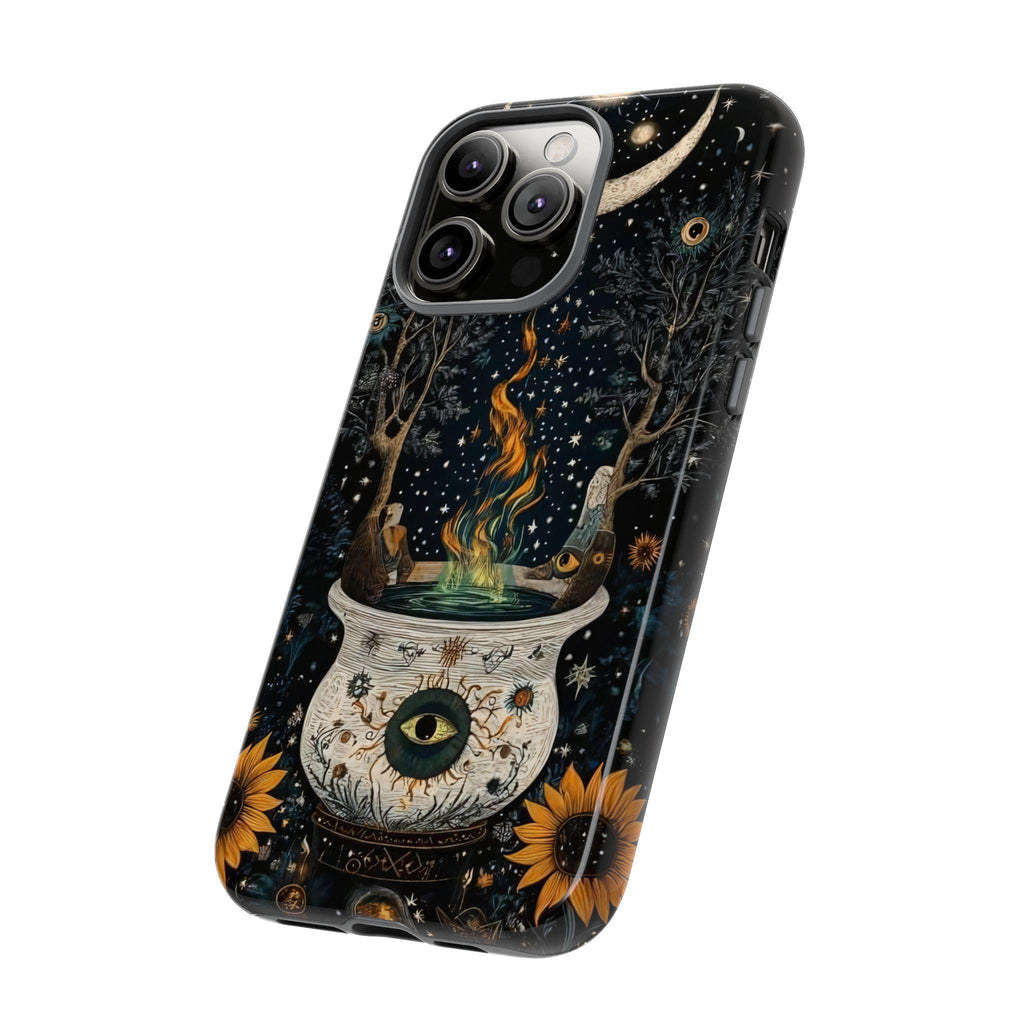 Celestial Cauldron Phone Case Witch Floral Design, Spooky Halloween Magic iPhone Pixel Galaxy  Cover