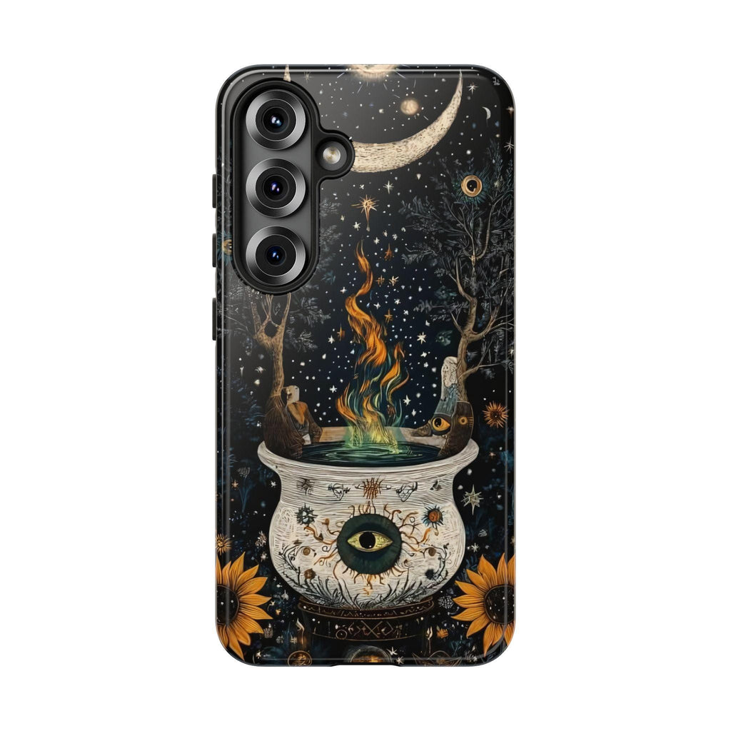 Celestial Cauldron Phone Case Witch Floral Design, Spooky Halloween Magic iPhone Pixel Galaxy  Cover