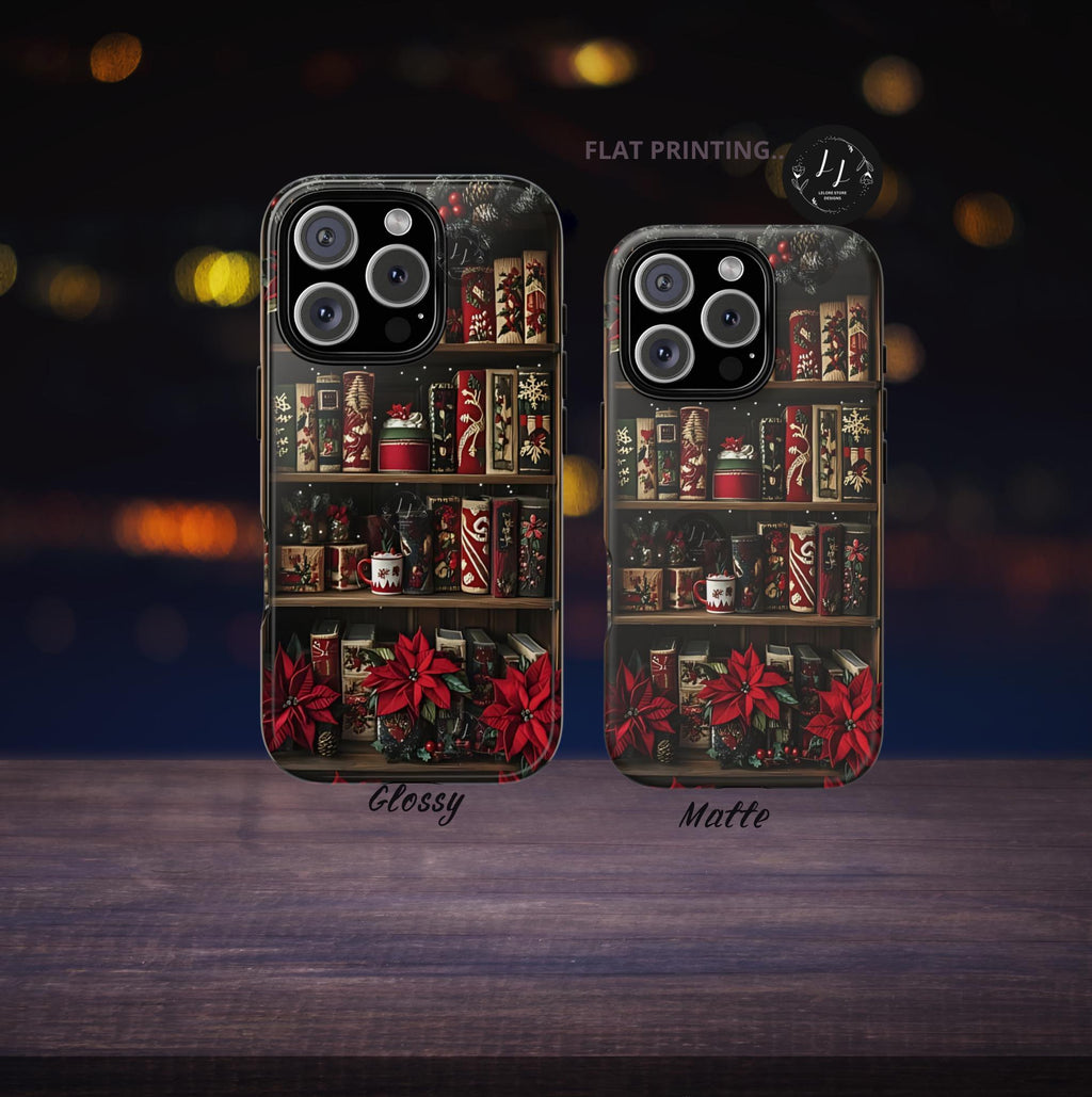 Bookish Christmas Bookshelf Phone Case, Holiday Library Bookcase, Boho iPhone  Galaxy Pixel