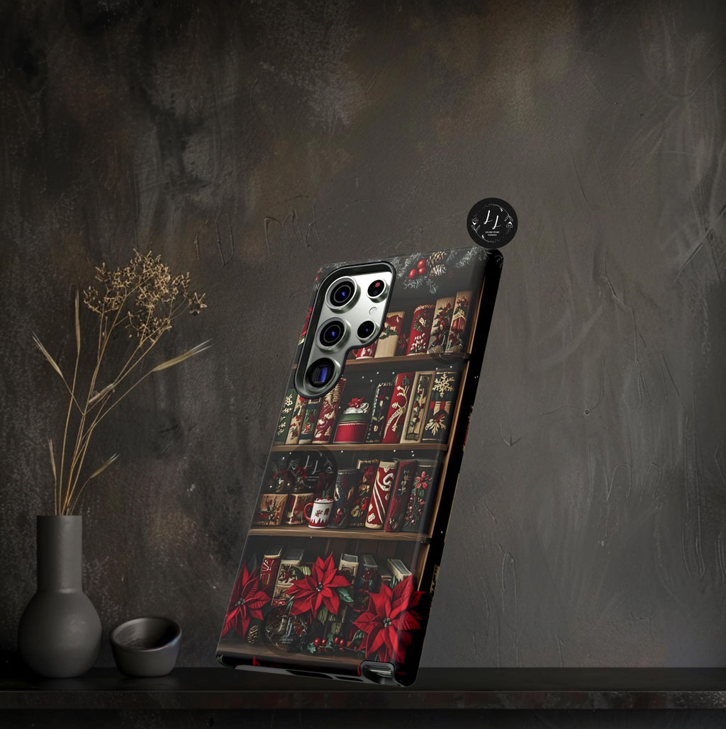 Bookish Christmas Bookshelf Phone Case, Holiday Library Bookcase, Boho iPhone  Galaxy Pixel