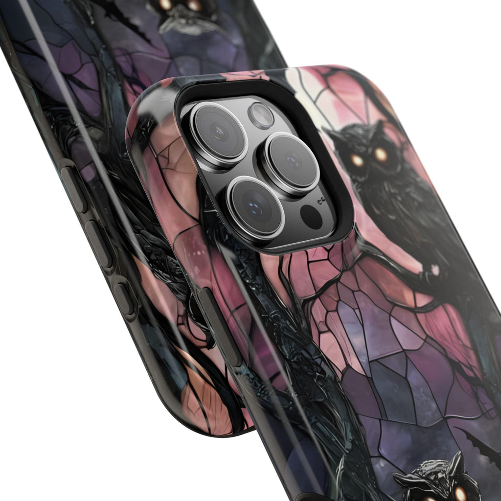 Raven Phone Case,Magsafe compatible  Gothic Cover, Dark Purple Floral, Spooky Halloween Witchy