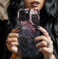 Raven Phone Case,Magsafe compatible  Gothic Cover, Dark Purple Floral, Spooky Halloween Witchy
