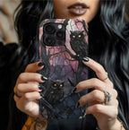 Raven Phone Case,Magsafe compatible  Gothic Cover, Dark Purple Floral, Spooky Halloween Witchy