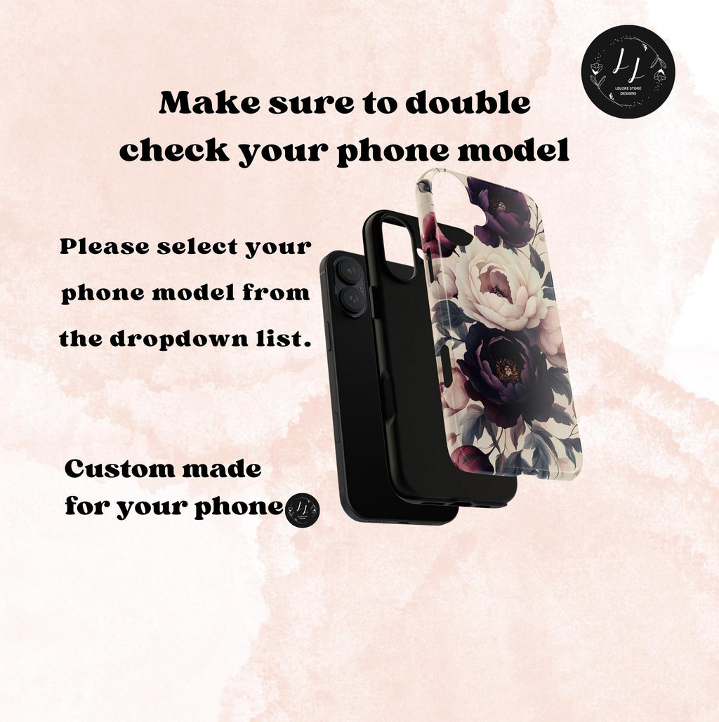 Purple Gothic Floral Phone Case: Dark Academia Boho iPhone, Galaxy, Pixel