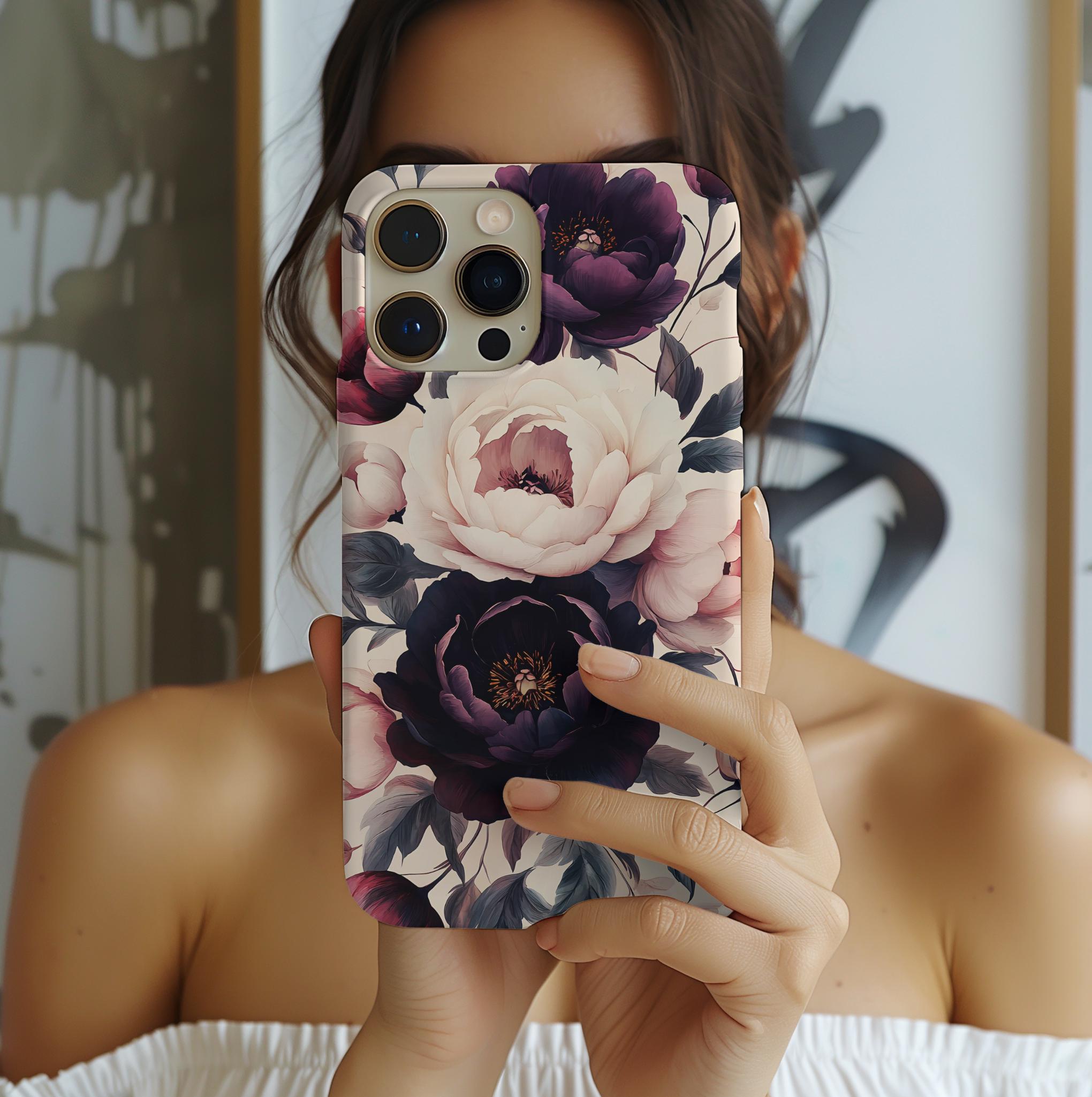 Purple Gothic Floral Phone Case: Dark Academia Boho iPhone, Galaxy, Pixel