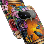 Floral Bookish Phone Case, Faux Stained Glass Books Flower Book Lovers iPhone Galaxy Pixel