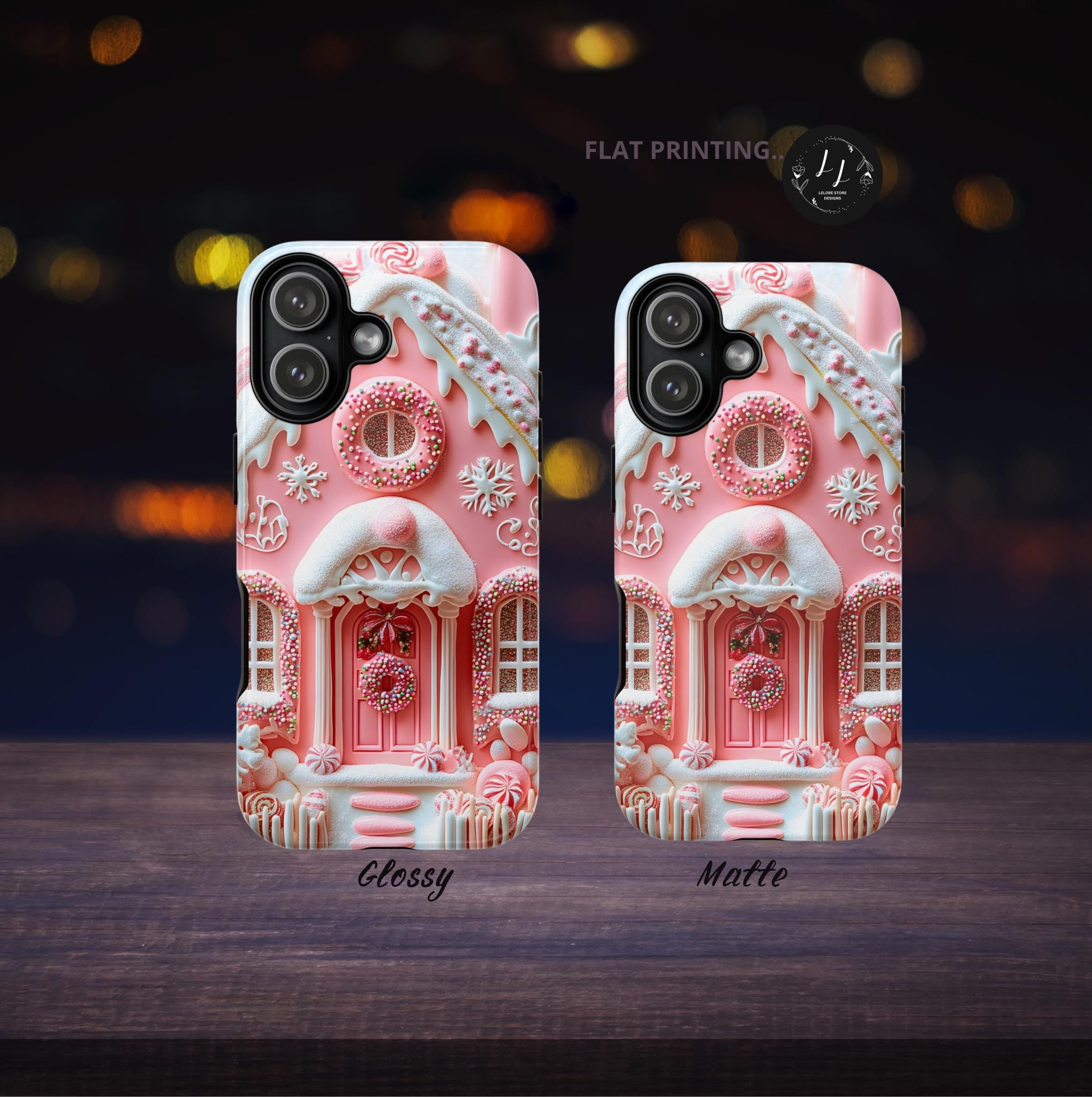 Pink Gingerbread House Phone Case, Festive Holiday Cover Holiday iPhone Galaxy Pixel,