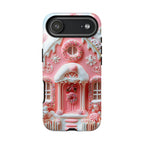 Pink Gingerbread House Phone Case, Festive Holiday Cover Holiday iPhone Galaxy Pixel,
