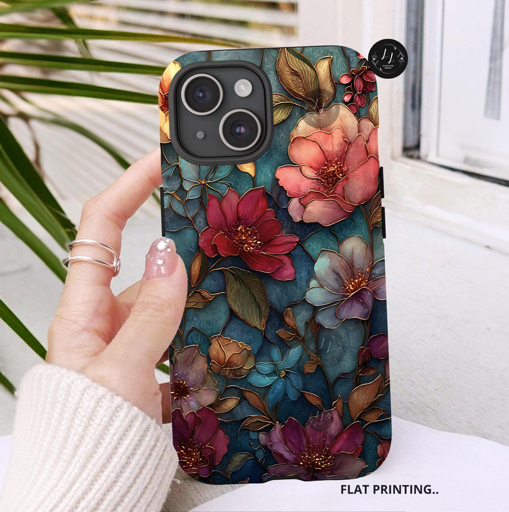 Wildflower Mosaic Phone Case Faux Stained Glass  Floral  iPhone Samsung Galaxy Pixel