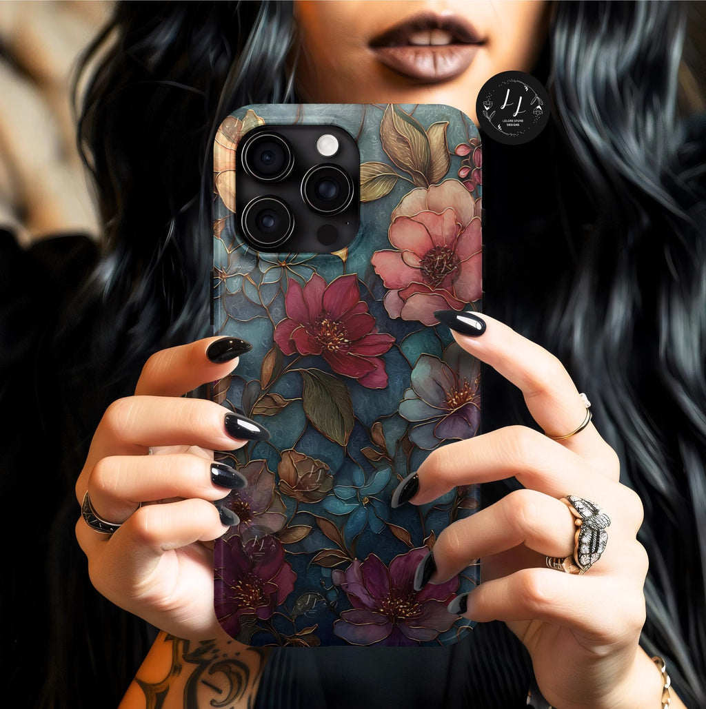 Wildflower Mosaic Phone Case Faux Stained Glass  Floral  iPhone Samsung Galaxy Pixel