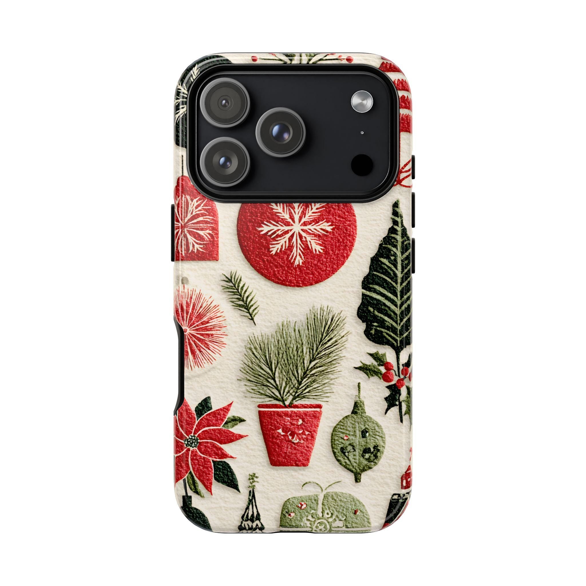 Retro Christmas Collage Phone Case, Gingerbread Town Holiday Cover   Festive Xmas iPhone Galaxy Pixel