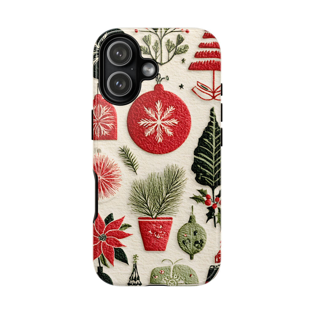 Retro Christmas Collage Phone Case, Gingerbread Town Holiday Cover   Festive Xmas iPhone Galaxy Pixel