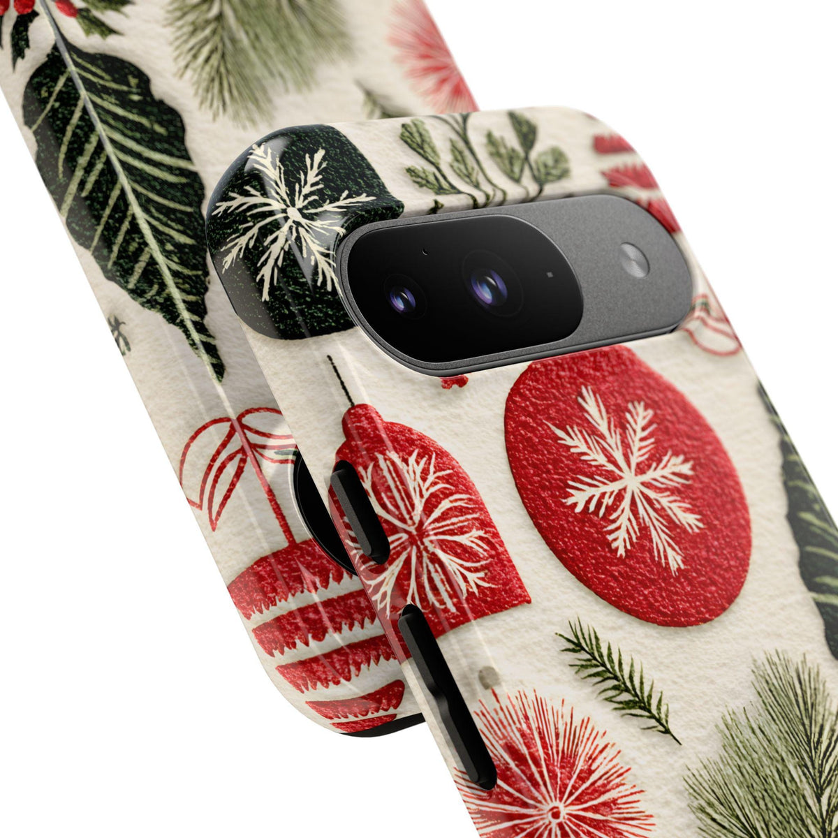 Retro Christmas Collage Phone Case, Gingerbread Town Holiday Cover   Festive Xmas iPhone Galaxy Pixel