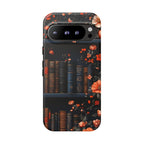 Bookish Fall Phone Case, Bookshelf iPhone Cover,  Autumn  Library Bookcase, Thanksgiving Bookworm Gift