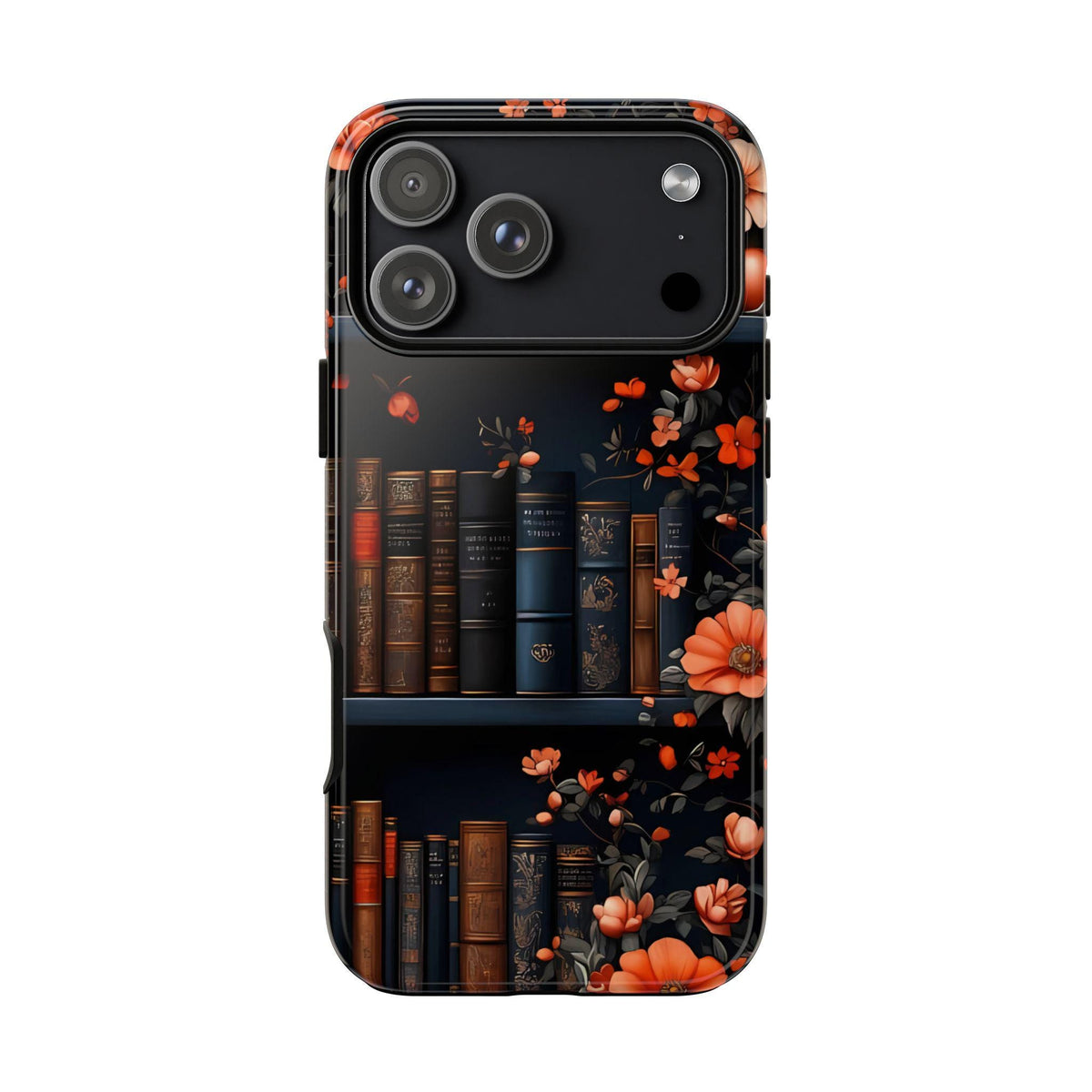 Bookish Fall Phone Case, Bookshelf iPhone Cover,  Autumn  Library Bookcase, Thanksgiving Bookworm Gift