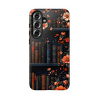 Bookish Fall Phone Case, Bookshelf iPhone Cover,  Autumn  Library Bookcase, Thanksgiving Bookworm Gift