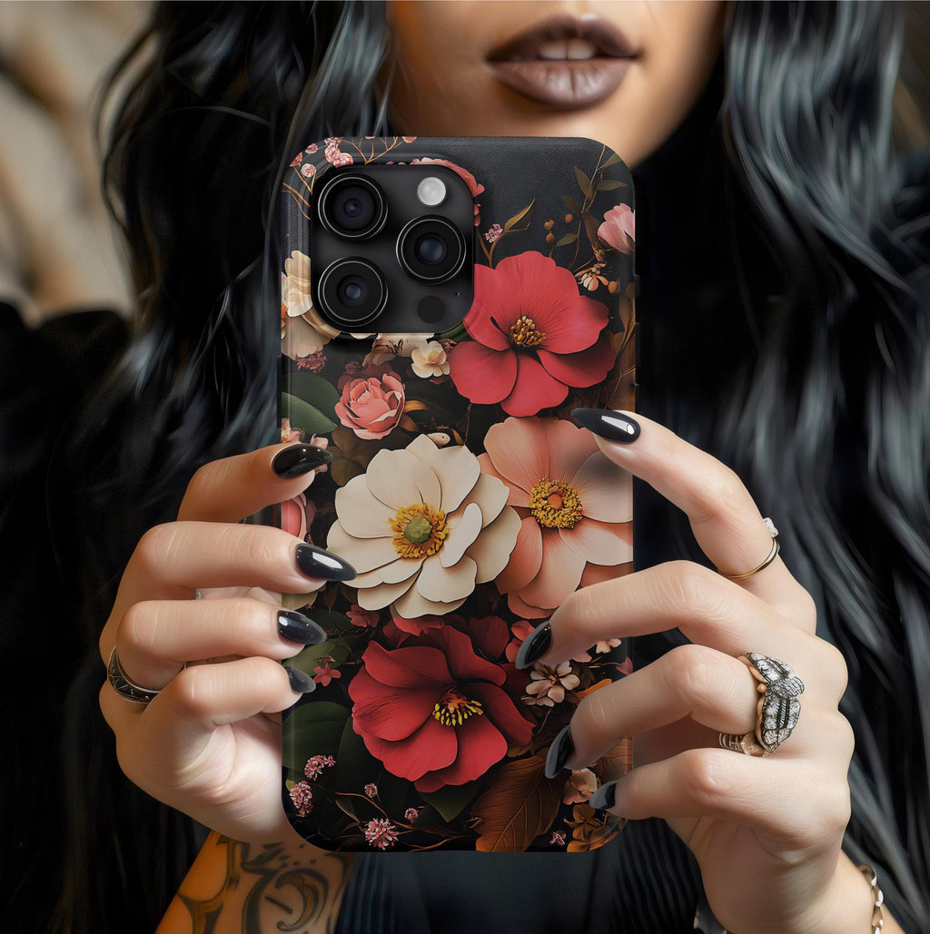 Victorian Floral Phone Case, Dark Gothic Flowers, iPhone Galaxy Pixel