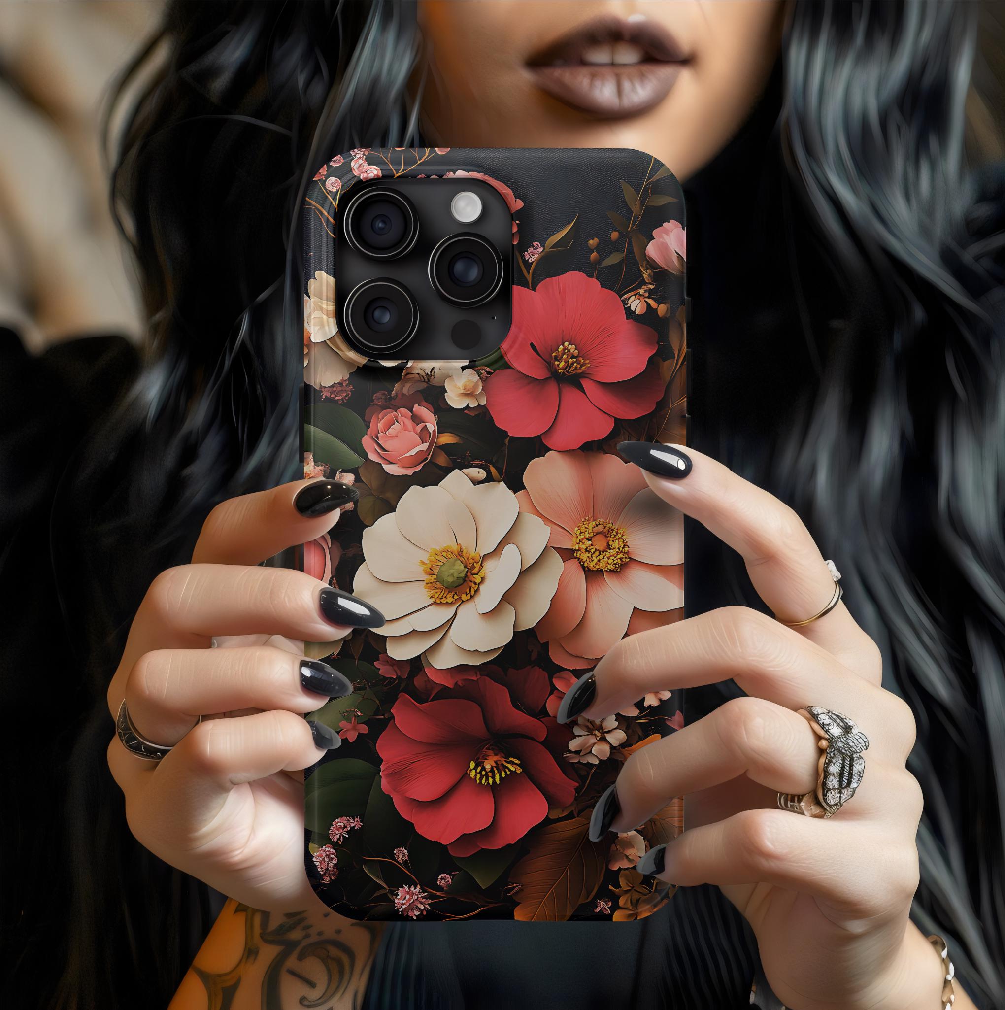 Victorian Floral Phone Case, Dark Gothic Flowers, iPhone Galaxy Pixel