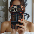 Bookish Fall Phone Case, Bookshelf iPhone Cover,  Autumn  Library Bookcase, Thanksgiving Bookworm Gift