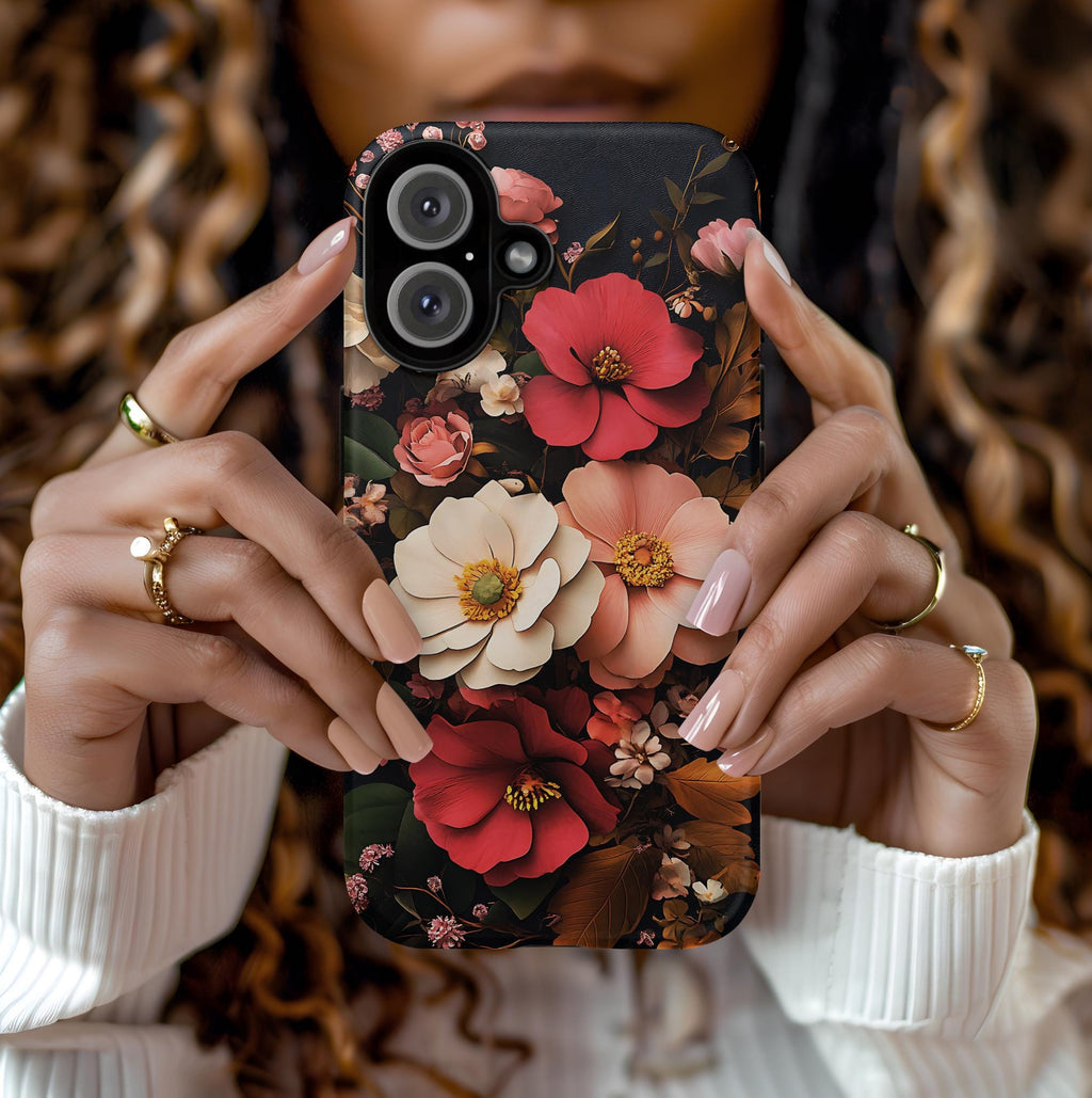Victorian Floral Phone Case, Dark Gothic Flowers, iPhone Galaxy Pixel