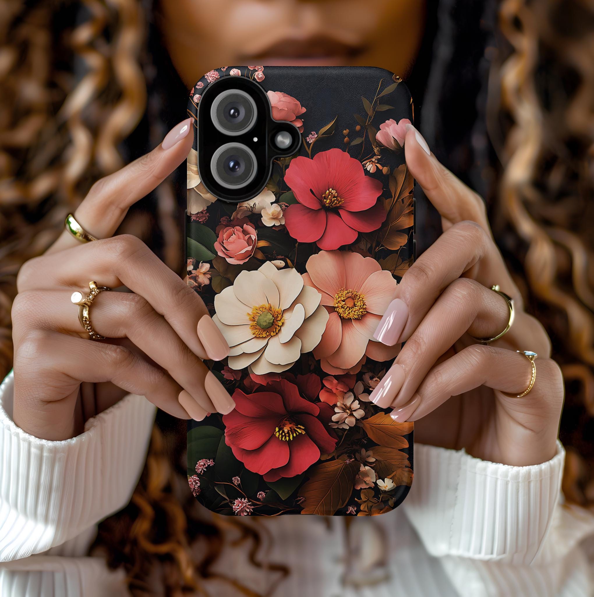 Victorian Floral Phone Case, Dark Gothic Flowers, iPhone Galaxy Pixel