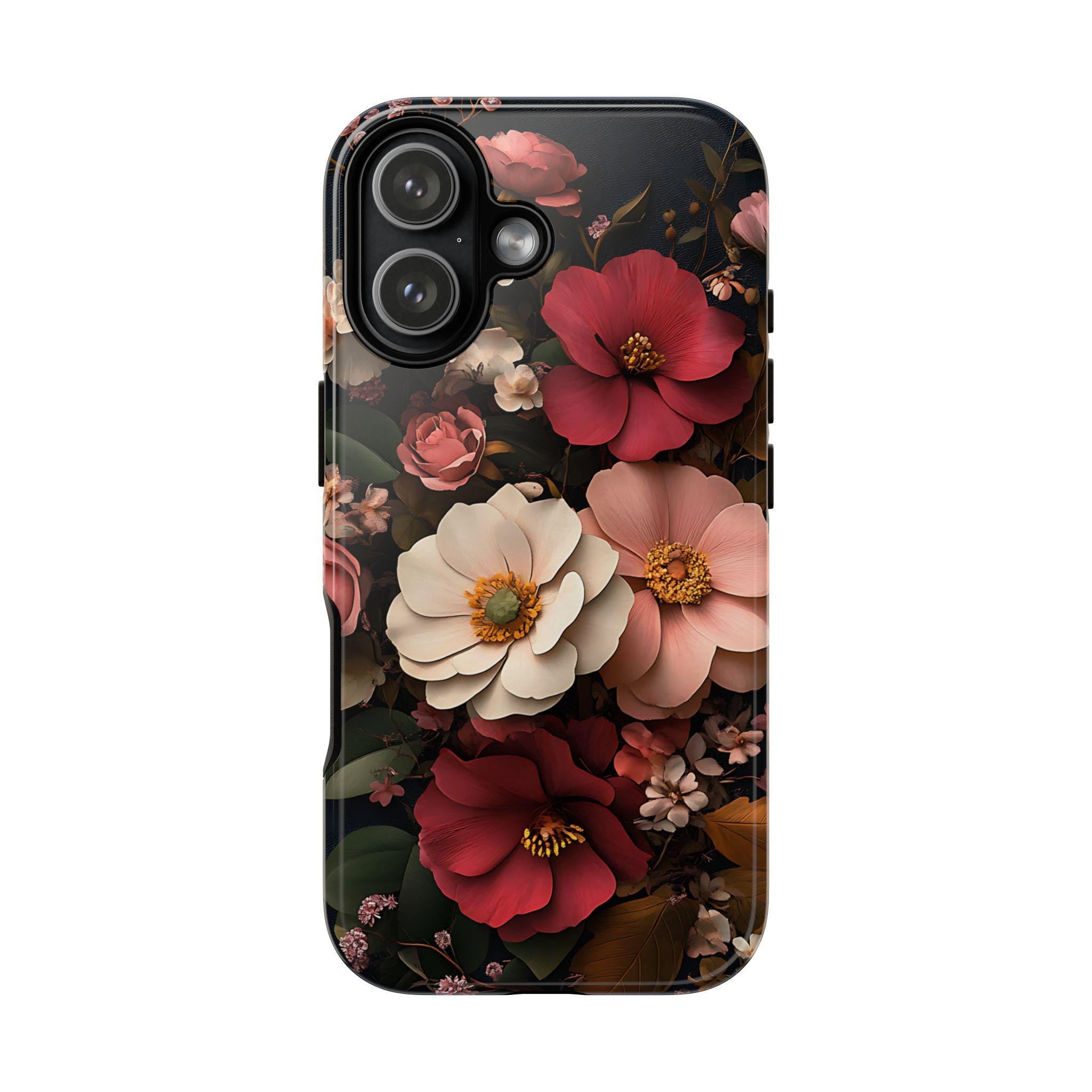 Victorian Floral Phone Case, Dark Gothic Flowers, iPhone Galaxy Pixel