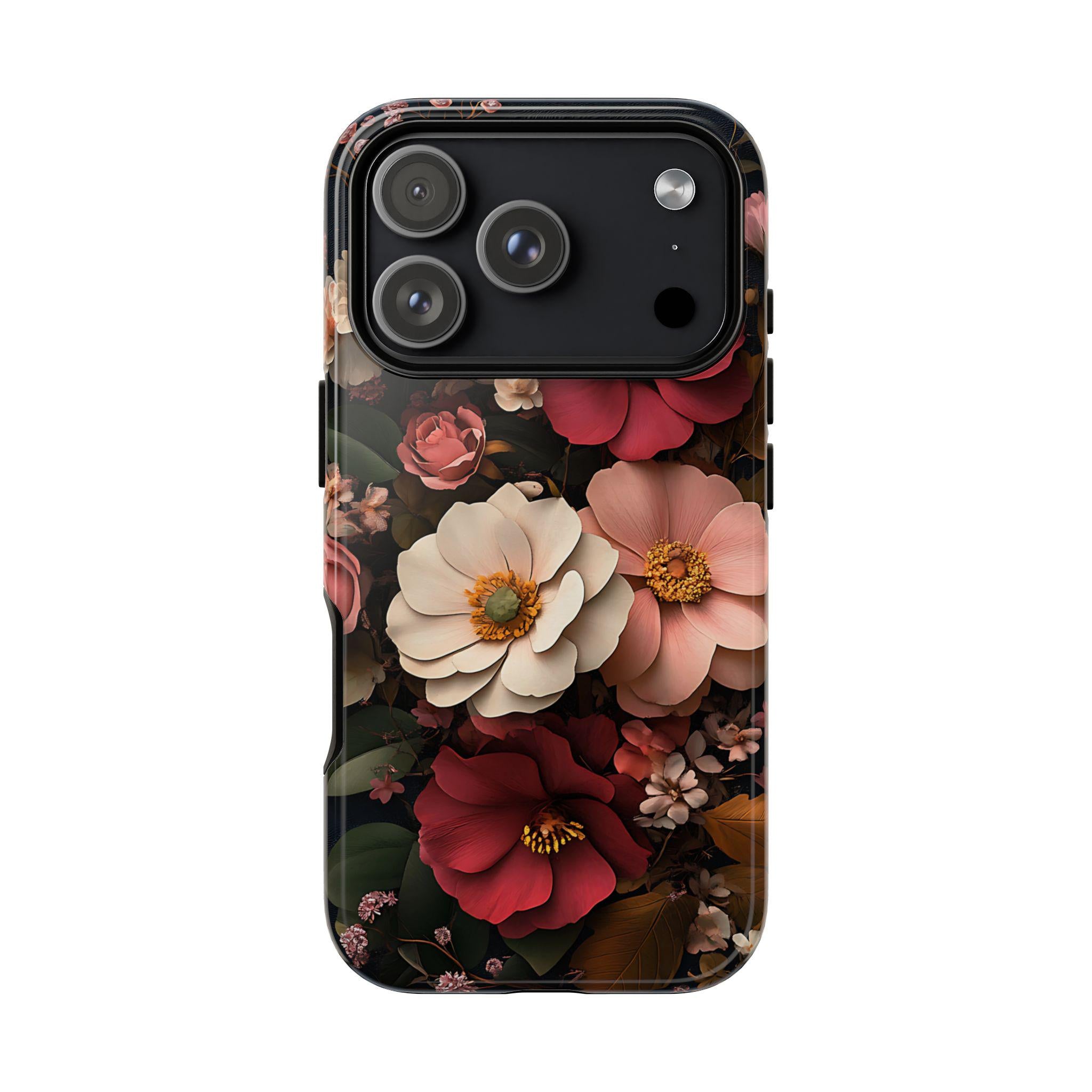 Victorian Floral Phone Case, Dark Gothic Flowers, iPhone Galaxy Pixel