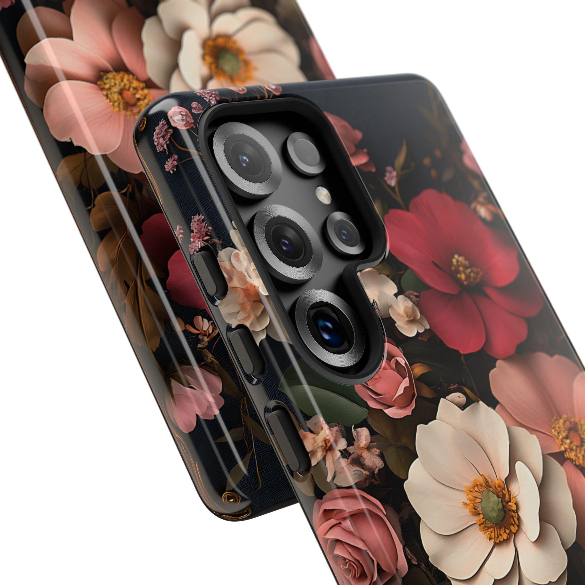 Victorian Floral Phone Case, Dark Gothic Flowers, iPhone Galaxy Pixel