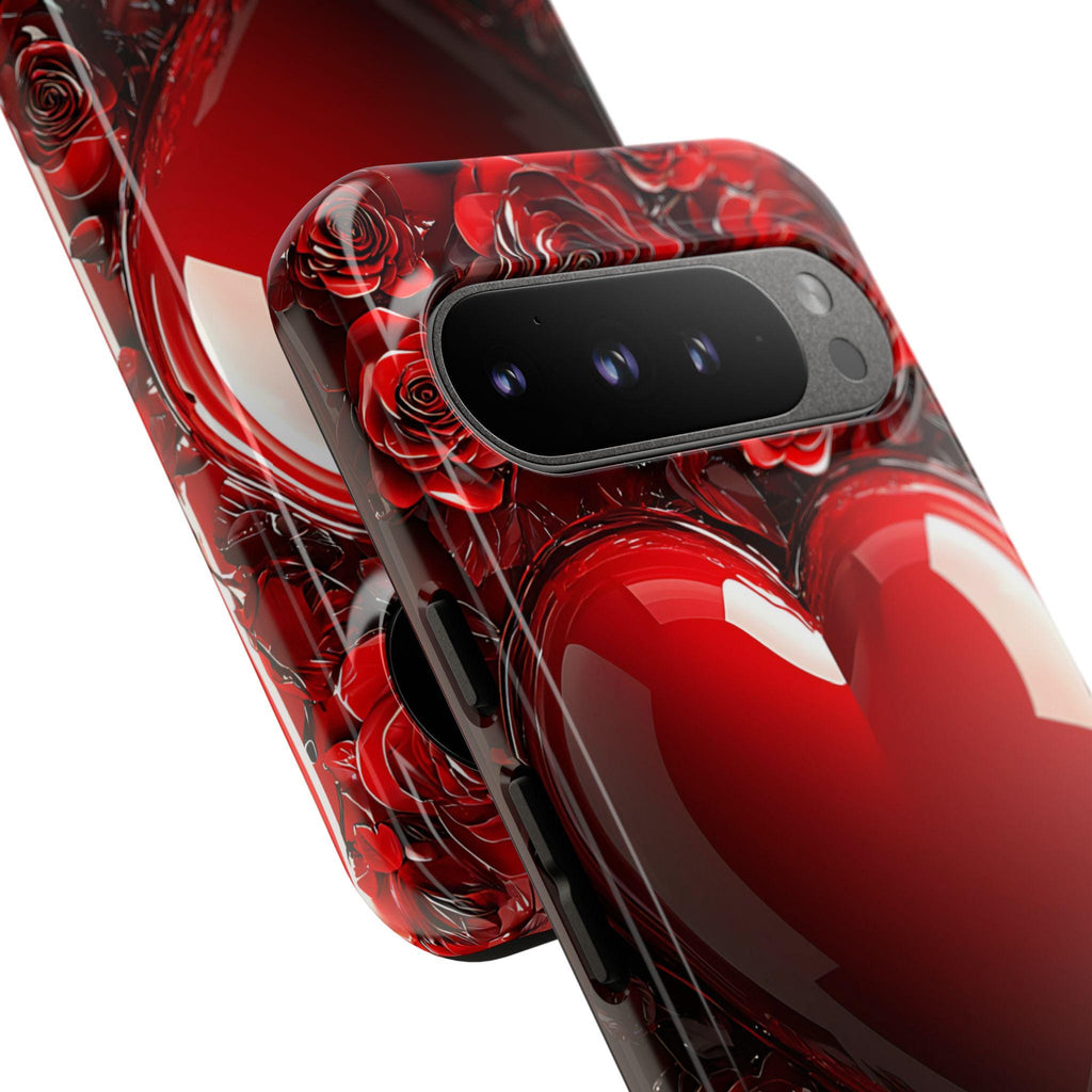 Vibrant Red Roses Heart Phone Case iPhone Samsung, Pixel Case, Valentine's Day