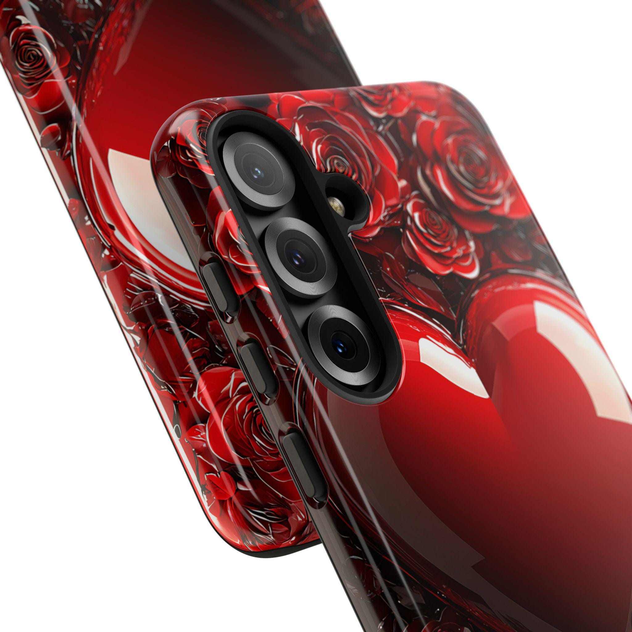 Vibrant Red Roses Heart Phone Case iPhone Samsung, Pixel Case, Valentine's Day